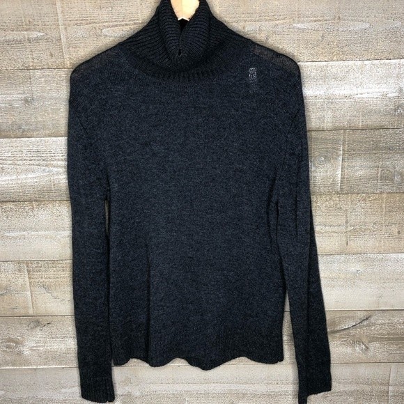Womens 100% wool womens large dark blue turtleneck sweater - Picture 1 of 4